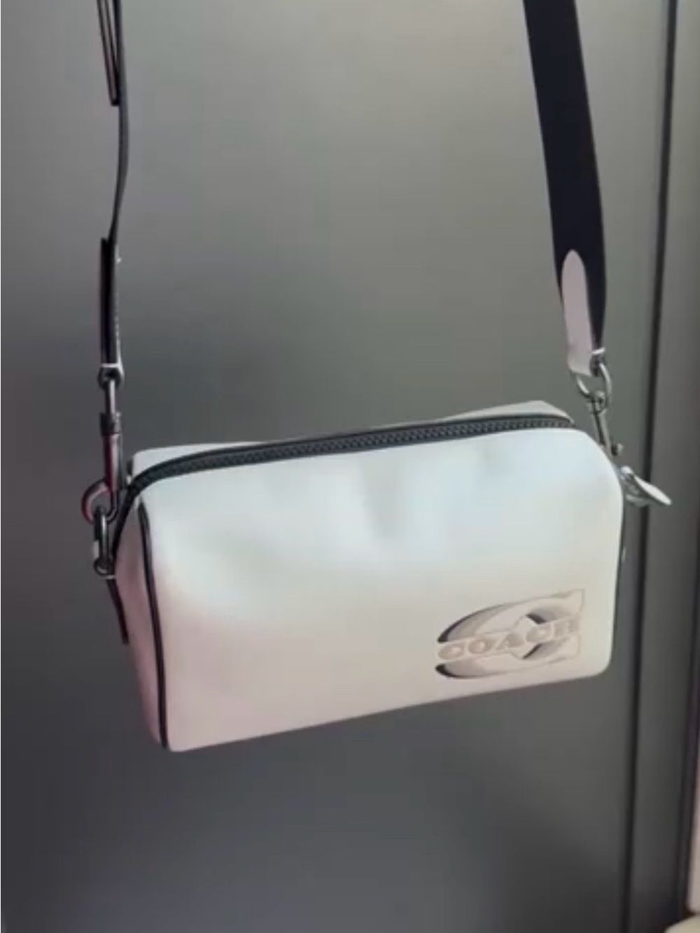 Coach Axel Crossbody Bag Leather Chalk White Gunmetal Graphic Stamp CJ818 COA*